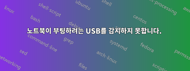 노트북이 부팅하려는 USB를 감지하지 못합니다.