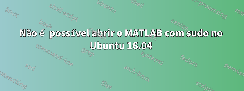 Não é possível abrir o MATLAB com sudo no Ubuntu 16.04