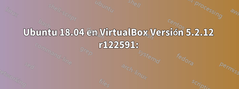 Ubuntu 18.04 en VirtualBox Versión 5.2.12 r122591: