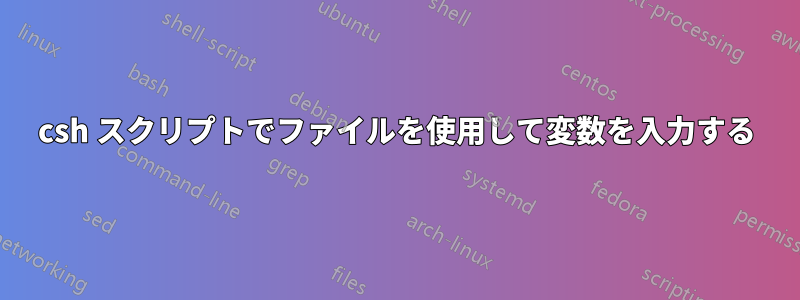 csh スクリプトでファイルを使用して変数を入力する