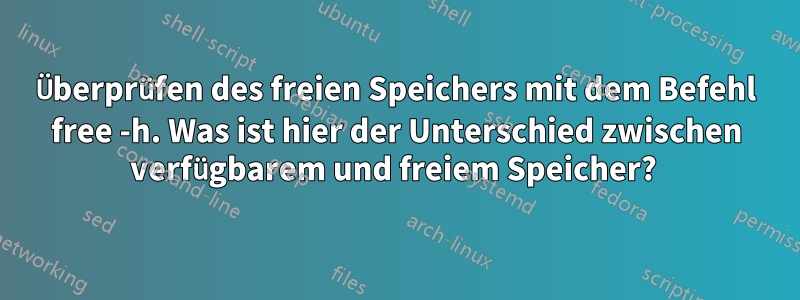 Überprüfen des freien Speichers mit dem Befehl free -h. Was ist hier der Unterschied zwischen verfügbarem und freiem Speicher? 