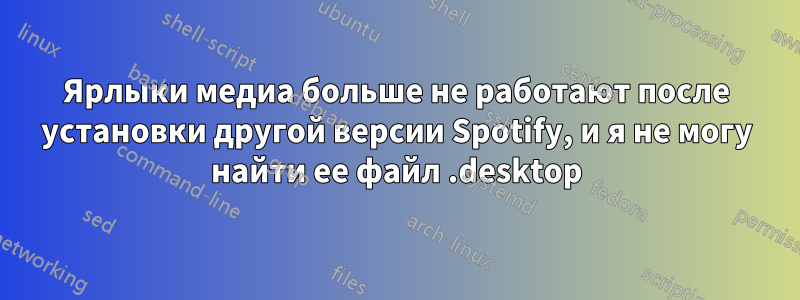 Ярлыки медиа больше не работают после установки другой версии Spotify, и я не могу найти ее файл .desktop