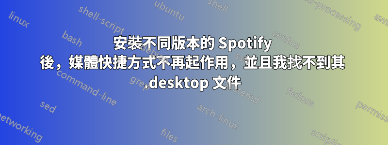 安裝不同版本的 Spotify 後，媒體快捷方式不再起作用，並且我找不到其 .desktop 文件