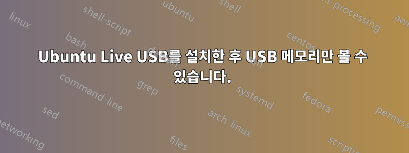 Ubuntu Live USB를 설치한 후 USB 메모리만 볼 수 있습니다.