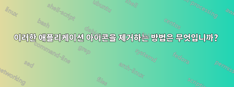 이러한 애플리케이션 아이콘을 제거하는 방법은 무엇입니까?