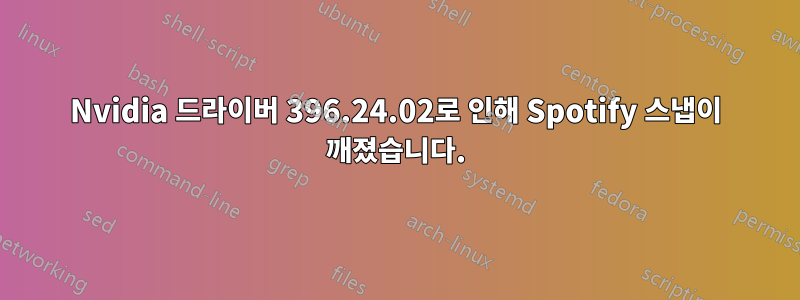 Nvidia 드라이버 396.24.02로 인해 Spotify 스냅이 깨졌습니다.