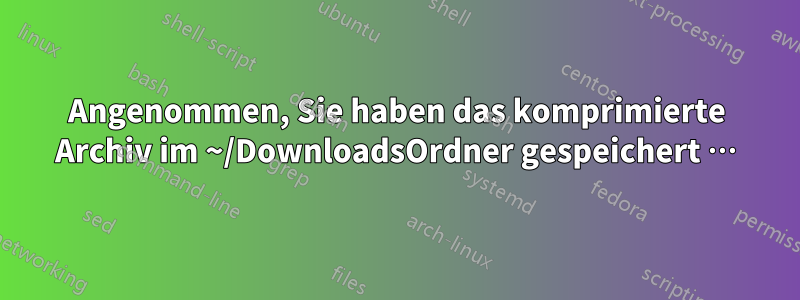 Angenommen, Sie haben das komprimierte Archiv im ~/DownloadsOrdner gespeichert …