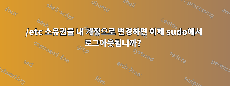 /etc 소유권을 내 계정으로 변경하면 이제 sudo에서 로그아웃됩니까? 