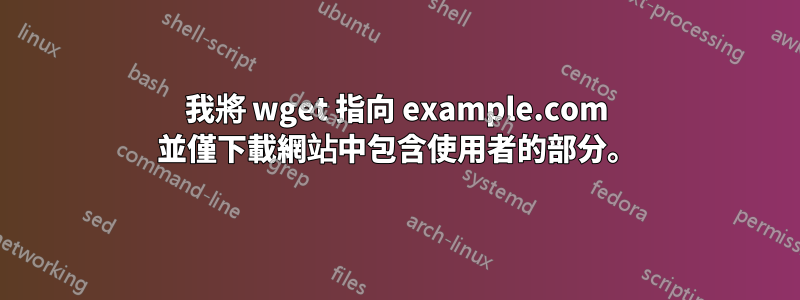 我將 wget 指向 example.com 並僅下載網站中包含使用者的部分。