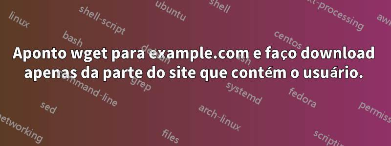 Aponto wget para example.com e faço download apenas da parte do site que contém o usuário.