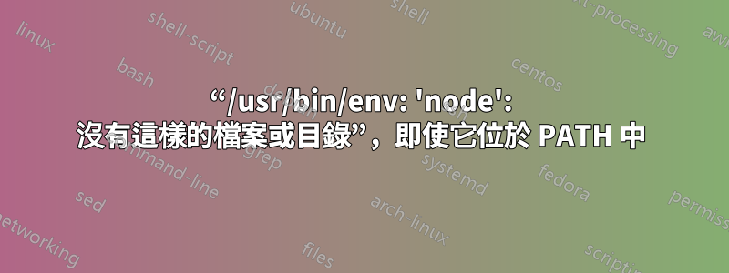 “/usr/bin/env: 'node': 沒有這樣的檔案或目錄”，即使它位於 PATH 中