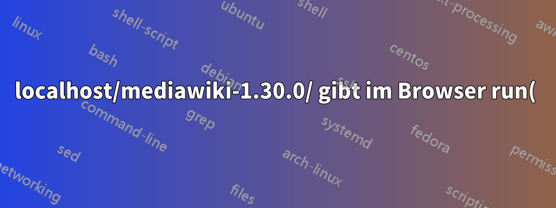 localhost/mediawiki-1.30.0/ gibt im Browser run(); in Firefox und Dateiinhalte in Chromium zurück.