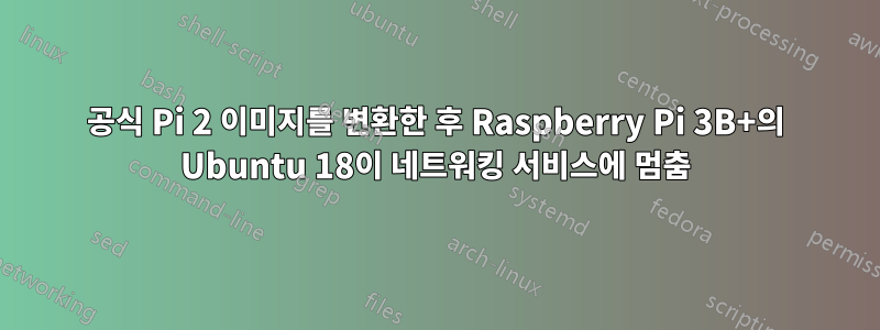 공식 Pi 2 이미지를 변환한 후 Raspberry Pi 3B+의 Ubuntu 18이 네트워킹 서비스에 멈춤