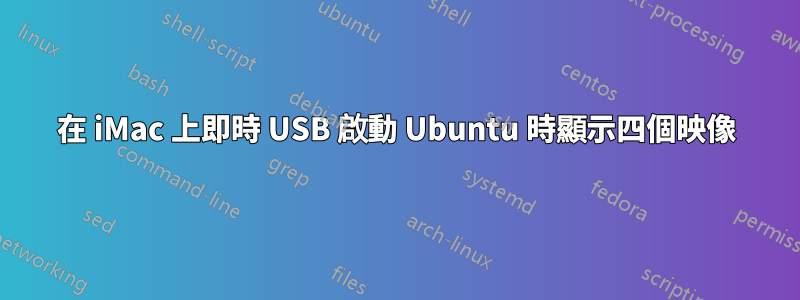 在 iMac 上即時 USB 啟動 Ubuntu 時顯示四個映像