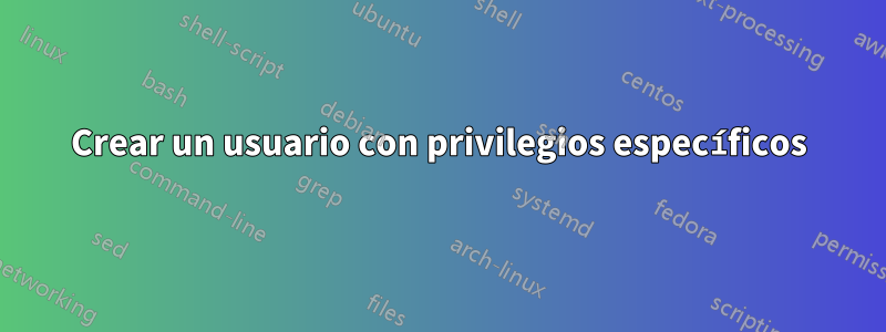 Crear un usuario con privilegios específicos