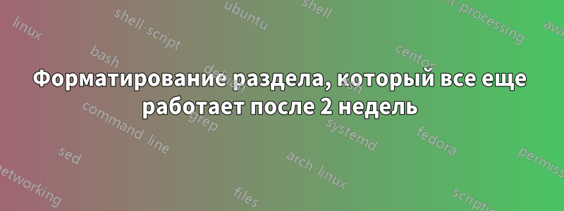 Форматирование раздела, который все еще работает после 2 недель