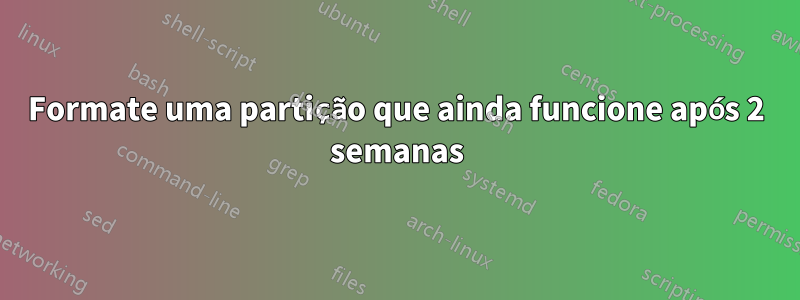 Formate uma partição que ainda funcione após 2 semanas