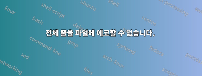 전체 줄을 파일에 에코할 수 없습니다.