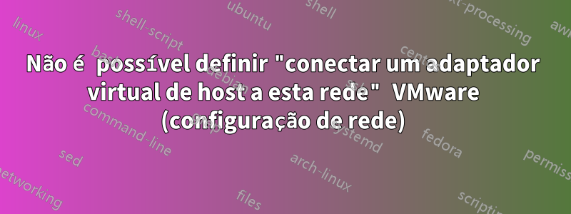 Não é possível definir "conectar um adaptador virtual de host a esta rede" VMware (configuração de rede)