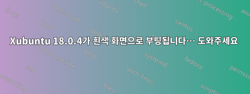 Xubuntu 18.0.4가 흰색 화면으로 부팅됩니다… 도와주세요