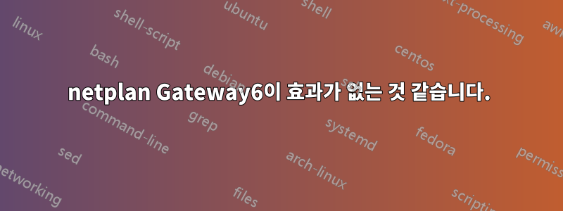 netplan Gateway6이 효과가 없는 것 같습니다.