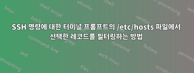 SSH 명령에 대한 터미널 프롬프트의 /etc/hosts 파일에서 선택한 레코드를 필터링하는 방법