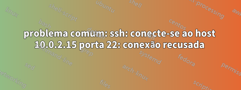 problema comum: ssh: conecte-se ao host 10.0.2.15 porta 22: conexão recusada