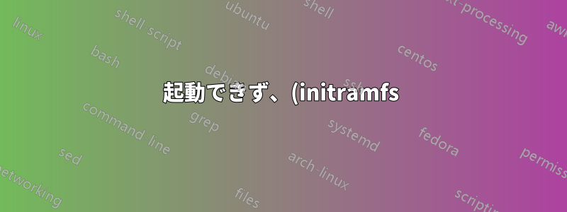 起動できず、(initramfs) で終了し、カーネルパニックが発生する