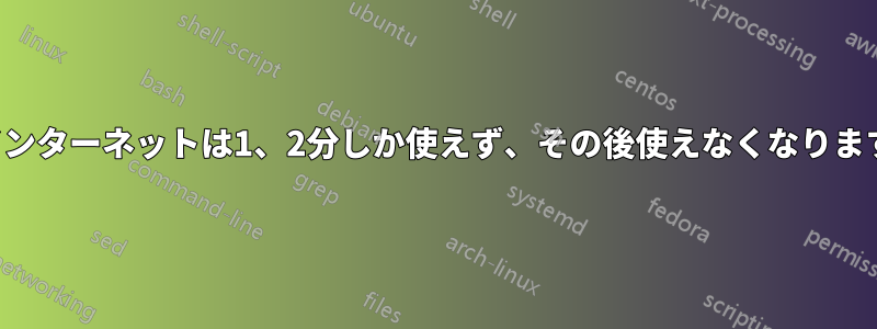 インターネットは1、2分しか使えず、その後使えなくなります