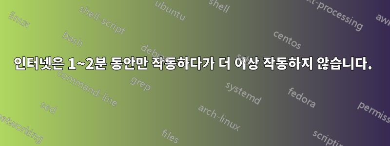 인터넷은 1~2분 동안만 작동하다가 더 이상 작동하지 않습니다.