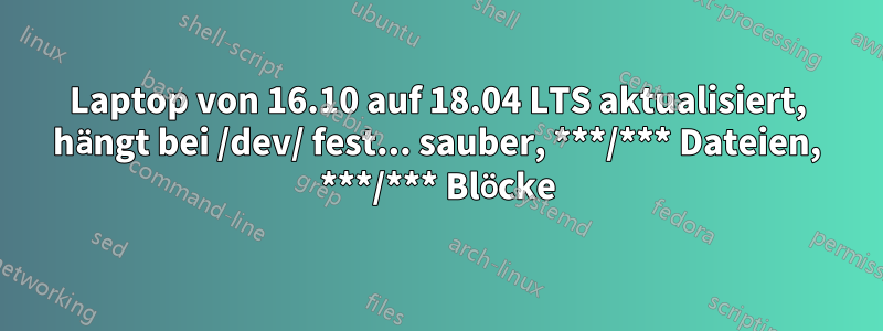 Laptop von 16.10 auf 18.04 LTS aktualisiert, hängt bei /dev/ fest... sauber, ***/*** Dateien, ***/*** Blöcke