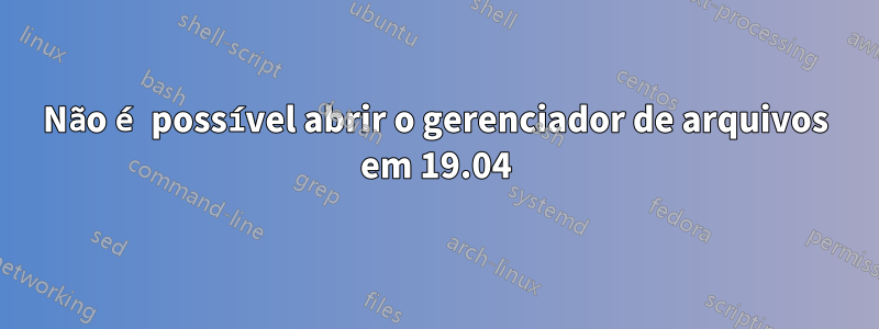 Não é possível abrir o gerenciador de arquivos em 19.04