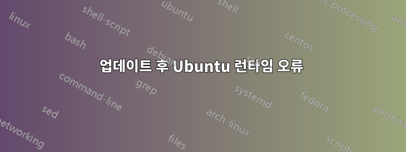 업데이트 후 Ubuntu 런타임 오류