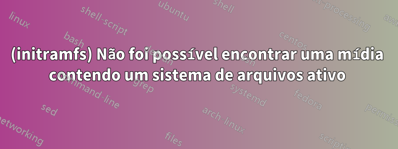 (initramfs) Não foi possível encontrar uma mídia contendo um sistema de arquivos ativo