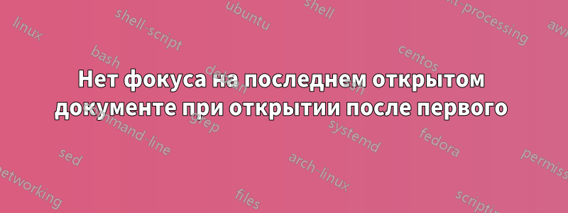 Нет фокуса на последнем открытом документе при открытии после первого