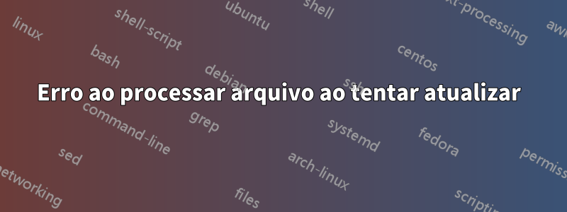 Erro ao processar arquivo ao tentar atualizar 