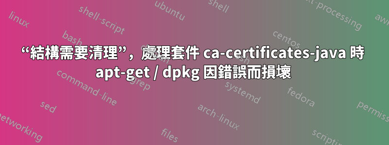 “結構需要清理”，處理套件 ca-certificates-java 時 apt-get / dpkg 因錯誤而損壞