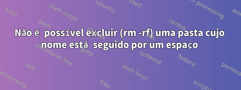 Não é possível excluir (rm -rf) uma pasta cujo nome está seguido por um espaço