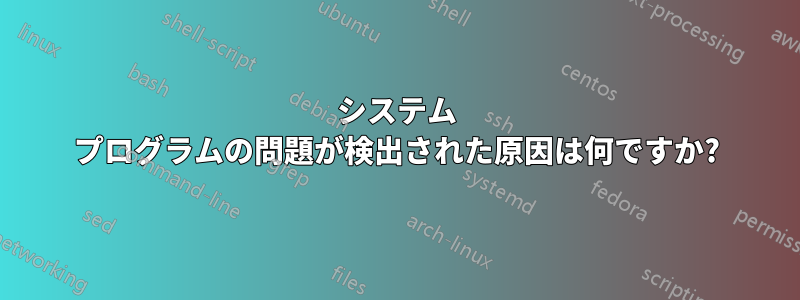 システム プログラムの問題が検出された原因は何ですか?