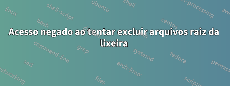 Acesso negado ao tentar excluir arquivos raiz da lixeira