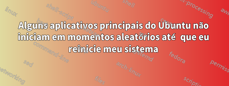 Alguns aplicativos principais do Ubuntu não iniciam em momentos aleatórios até que eu reinicie meu sistema