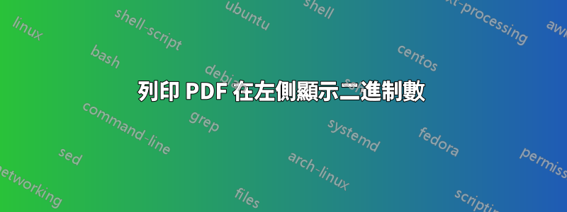 列印 PDF 在左側顯示二進制數