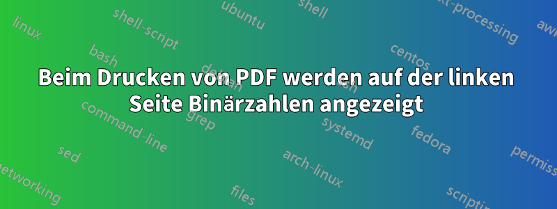 Beim Drucken von PDF werden auf der linken Seite Binärzahlen angezeigt