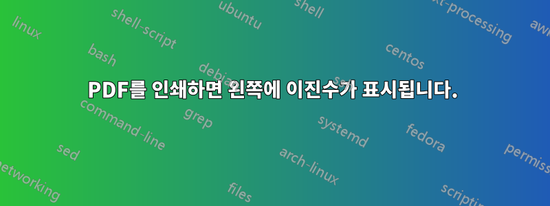 PDF를 인쇄하면 왼쪽에 이진수가 표시됩니다.