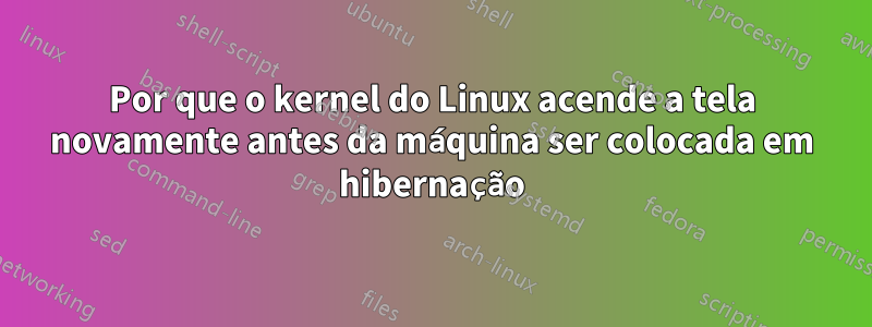 Por que o kernel do Linux acende a tela novamente antes da máquina ser colocada em hibernação