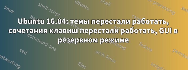 Ubuntu 16.04: темы перестали работать, сочетания клавиш перестали работать, GUI в резервном режиме