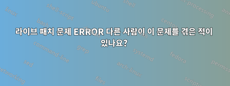 라이브 패치 문제 ERROR 다른 사람이 이 문제를 겪은 적이 있나요?