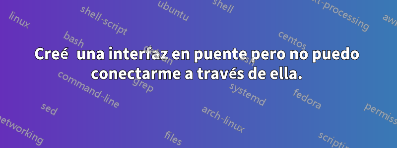 Creé una interfaz en puente pero no puedo conectarme a través de ella.