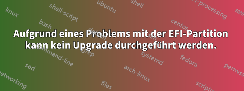 Aufgrund eines Problems mit der EFI-Partition kann kein Upgrade durchgeführt werden.