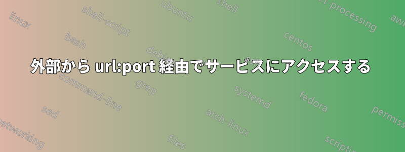 外部から url:port 経由でサービスにアクセスする